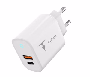 SIENINIS ĮKROVIKLIS T-PHOX GLORY 45W USB/USB-C BALTAS