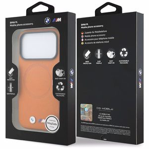 BMW dėklas for IPHONE 17 Pro Max suderinamas su MagSafe BMHMP17X25PFWSMO (PU FW Metal Logo) oranžinis