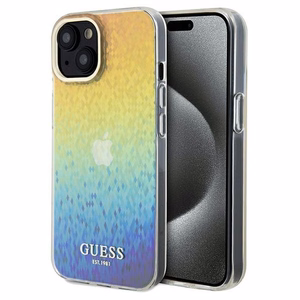 Guess IML Faceted Mirror Disco Iridescent dėklas telefonui iPhone 14 / 15 / 13 - įvairiaspalvis