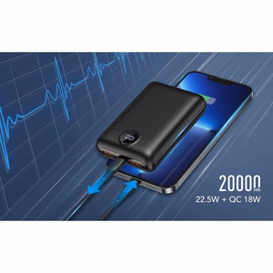 VEGER išorinė baterija 20000 mAh PD QC3.0 2A 22,5W S20 (W2053) juoda