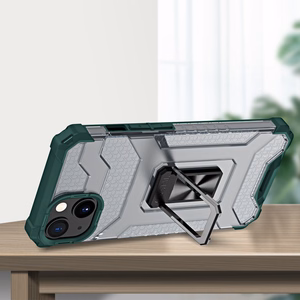 Kristalinis žiedinis dėklas su stovu tvirtas apsauginis dangtelis iPhone 13 mini žalias