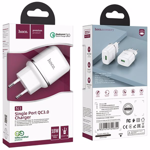 Telefono įkroviklis Hoco USB A QC3.0 3A 18W N3 baltas
