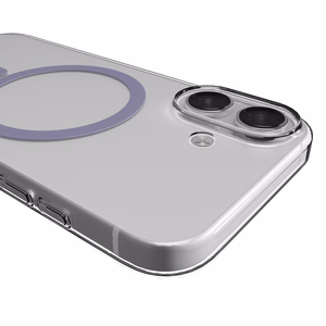 Puro Lite Mag TPU+PC dėklas telefonui, suderinamas su MagSafe, skirtas iPhone 17 – permatomas su rožiniu žiedu