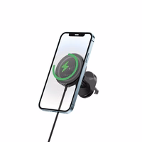 "Forever" automobilio laikiklis oro angai MACH-300 magnetinis su belaidžiu įkrovimu, juodas Qi2 15W