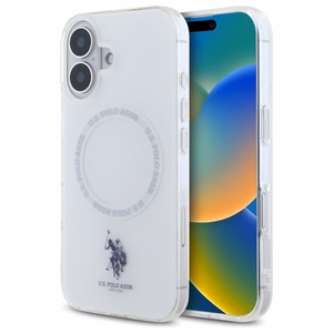 US Polo IML Ring MagSafe dėklas iPhone 16 - baltas