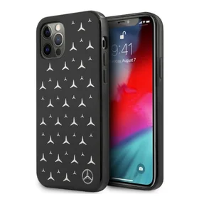 Mercedes Sidabrinių žvaigždžių rašto dėklas iPhone 12 / iPhone 12 Pro - juodas