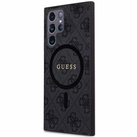 Guess 4G Collection Odinis Metalinis Logotipas Magnetinis dėklas telefonui Samsung Galaxy S24 Ultra - juoda