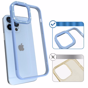 Kingxbar Sparkle Series dėklas telefonui iPhone 13 Pro Max su kristalais galinis dangtelis mėlynos spalvos