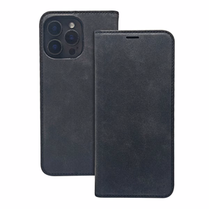 Išmanusis Suede dėklas for iPhone 16 6,1" juodas