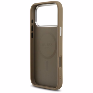 GUESS чехол IPHONE 17 Pro Max совместим с MagSafe GUHMP17XPGTSPSW (Grained PU Triangle Logo) коричневый