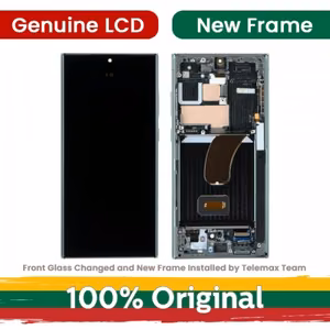 LCD ekranas suderinamas su Samsung S918 S23 Ultra su rėmeliu / Phantom Black / (atnaujintas: Telemax)