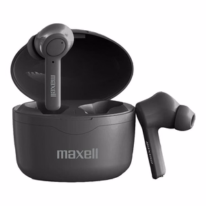 Maxell Bass 13 Sync Up belaidės Bluetooth ausinės į ausį su īkrovimo dėklu, juodos