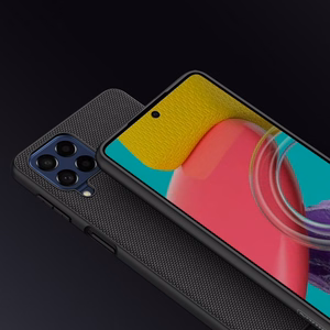 Nillkin Tekstūrinis dėklas patvarus sustiprintas dėklas su geliniu rėmu ir nailonine nugarėle Samsung Galaxy M53 5G juodas