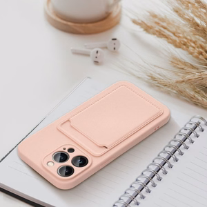 Kortelių dėklas telefonui IPHONE 15 Pro rožinis