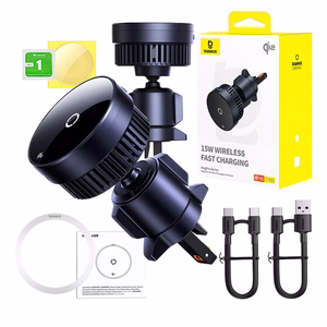 Baseus MagPro automobilinis laikiklis su 15W Qi2.0 indukciniu įkrovikliu (juodas)