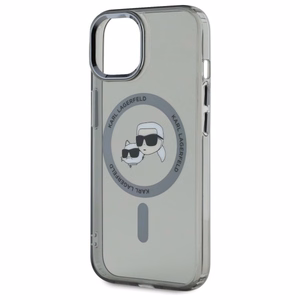 Karl Lagerfeld KLHMP15SHLSKCK iPhone 15 6.1" juodas kietasis dėklas IML Metal Karl & Choupette Head Magnetinis (MagSafe)