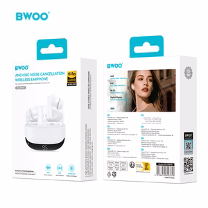 BWOO Bluetooth ausinės BW40 TWS ANC with LCD display baltas