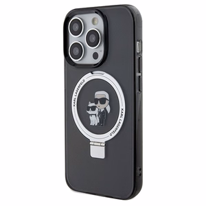 Karl Lagerfeld Magnetinis dėklas telefonui su žiediniu stovu Karl&Choupette MagSafe iPhone 13 Pro Max - juodas