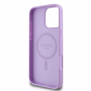 Guess Saffiano Bijūnas Klasikinis Logotipas Magnetinis dėklas telefonui iPhone 16 Pro Max - violetinis