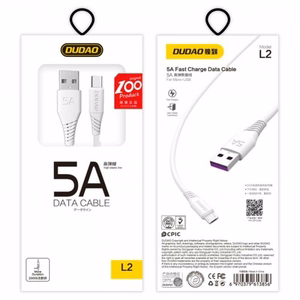 USB Laidas Dudao L2T baltas Type-C 100cm (iki 5A)