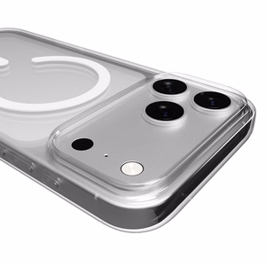 Puro 0.3 MAG itin plonas TPU dėklas telefonui suderinamas su Magnetiniu įkrovimu iPhone 17 Pro Max - skaidrus