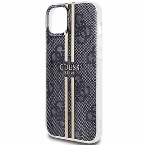 Guess IML 4G Gold Stripe dėklas telefonui iPhone 15 Plus / 14 Plus - juodas