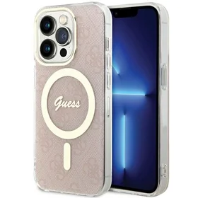 Guess IML 4G Magnetinis dėklas iPhone 15 Pro - rožinis
