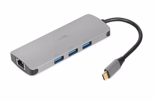 iBox IUH3RJ4K šakotuvas USB Type-C 5000 Mbit/s Sidabrinis