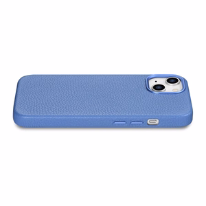 iCarer Litchi Premium odinis dėklas iPhone 14 Plus Magnetinis odinis dėklas su MagSafe Šviesiai mėlynas (WMI14220711-LB)