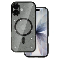 Blizgantis magnetinis dėklas telefonui Iphone 17, juodas, permatomas