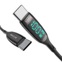 USB-C į USB-C kabelis BlitzWolf BW-TC23, su ekranu, 100W, 0.9m (juodas)