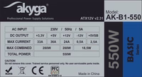 Akyga AK-B1-550 maitinimo blokas 550 W 20+4 pin ATX ATX Pilka