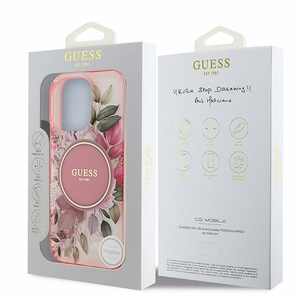 Guess IML Gėlių ir Tonalinių Ratų Magnetinis dėklas iPhone 16 Pro Max - rožinis