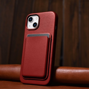 iCarer Dėklas Odinis viršelis pagamintas iš natūralios odos iPhone 14 Plus raudonas (suderinamas su MagSafe)