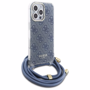 Guess Kryžminis Dirželis 4G Rašto Dėklas su Virvele iPhone 16 Pro - mėlynas