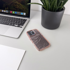 Blizgus dėklas telefonui iPhone 16 Pro - rožinis su blizgučiais