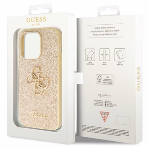 Guess GUHCP14LHG4SGD dėklas telefonui iPhone 14 Pro – auksinis Blizgus Script Big 4G