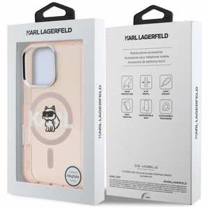 Karl Lagerfeld IML Choupette Sketch Logo MagSafe Dėklas iPhone 16 Pro Max - rožinis