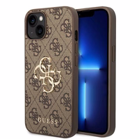 Guess GUHCP15M4GMGBR iPhone 15 Plus 6.7" rudas kietasis dėklas Crossbody 4G didelis logotipu