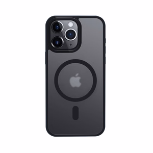 Crong Hybrid Frost MAG Cover dėklas, skirtas iPhone 15 Pro Max, suderinamas su MagSafe, juodas