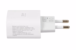 Sieninis įkroviklis iBOX C-37 GaN PD20W, baltas