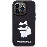 Karl Lagerfeld KLHCP14X3DRKHNK iPhone 14 Pro Max 6.7" juodas/juodas kietas dėklas Rubber Choupette 3D