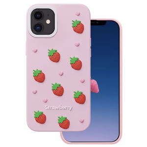 Клубничный чехол для iPhone 11 розовый