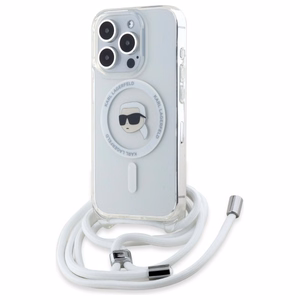 Karl Lagerfeld Crossbody IML Karl Head Magnetinis dėklas telefonui iPhone 16 Pro Max - skaidrus