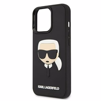 Karl Lagerfeld 3D guminis Karl'o galvos dėklas iPhone 13 Pro / iPhone 13 - juodas