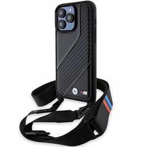 BMW M Edition anglies juostelė ir dirželis dėklas telefonui iPhone 15 Pro Max - juodas