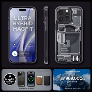 Spigen Ultra Hybrid Mag Dėklas telefonui su MagSafe iPhone 15 Pro - tamsiai pilkas (Zero One Pattern)