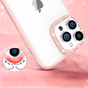 Kingxbar Sparkle Series dėklas telefonui iPhone 13 Pro Max su kristalais galinis dangtelis rožinės spalvos