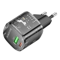 Borofone Įkroviklis BN17 Sunlight - USB + Type C - QC 3.0 PD 20W 3A juodas