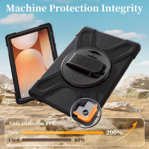 JM Rugged Case Grip dėklas Samsung Galaxy Tab A11+ su dirželiu juodas